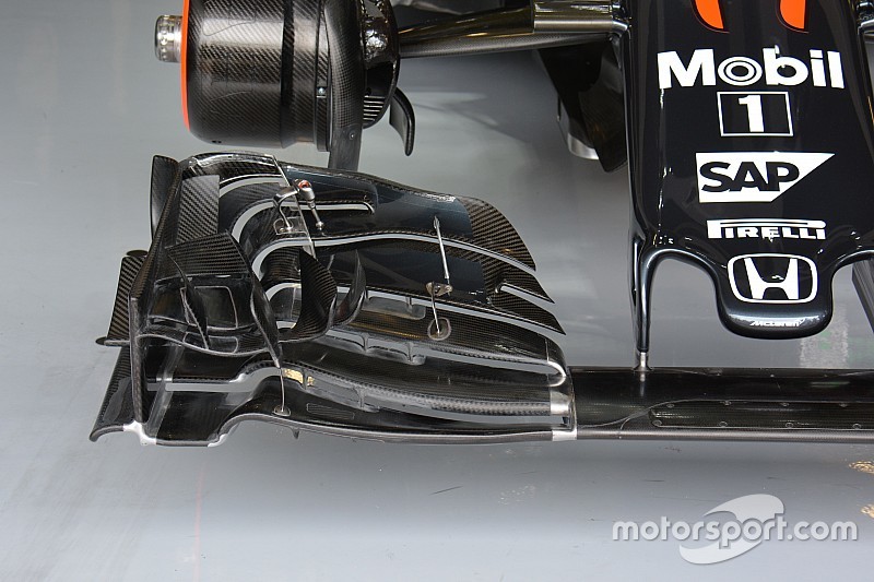 McLaren: rinforzi metallici all'ala anteriore della MP4-31