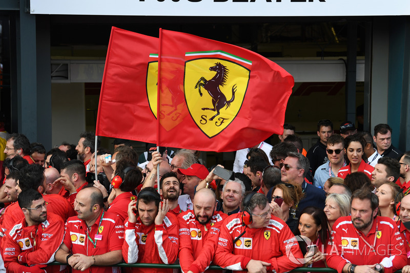 Ferrari celebrate in parc ferme