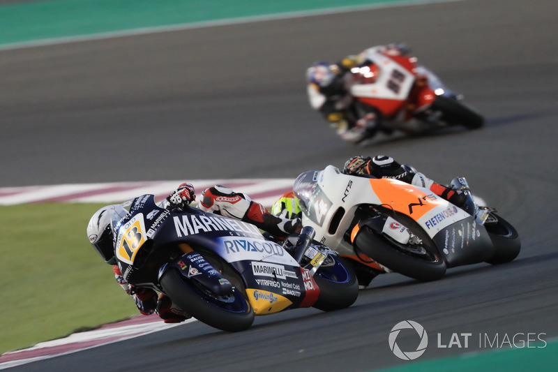 Romano Fenati, Marinelli Rivacold Snipers Team, saat turun di Moto2 Qatar 2018.