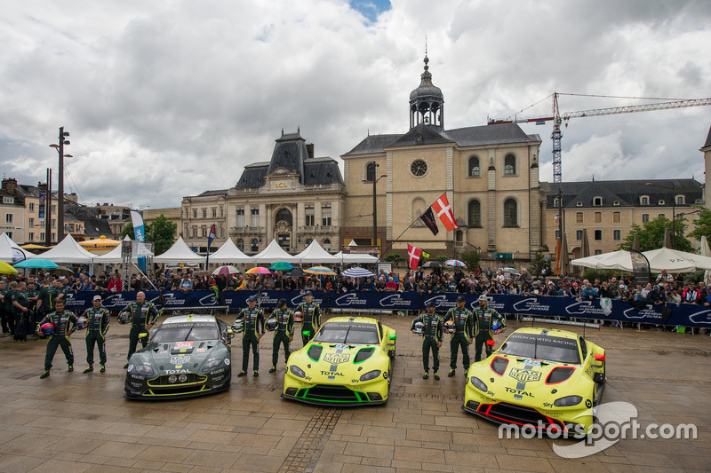 #98 Aston Martin Racing Aston Martin Vantage: Paul Dalla Lana, Pedro Lamy, Mathias Lauda, #97 Aston Martin Racing Aston Martin Vantage AMR: Alex Lynn, Maxime Martin, Jonathan Adams, #95 Aston Martin Racing Aston Martin Vantage AMR: Marco Sorensen, Nicki T