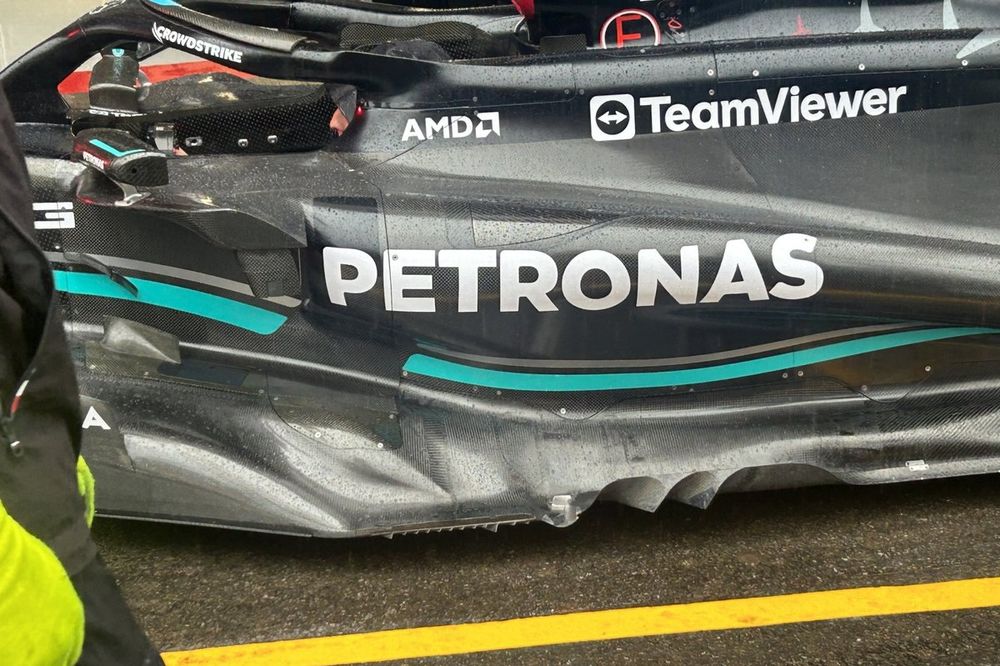 Mercedes W14, detalle del sidepod