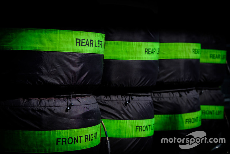 Stacks of tyres in heated blankets