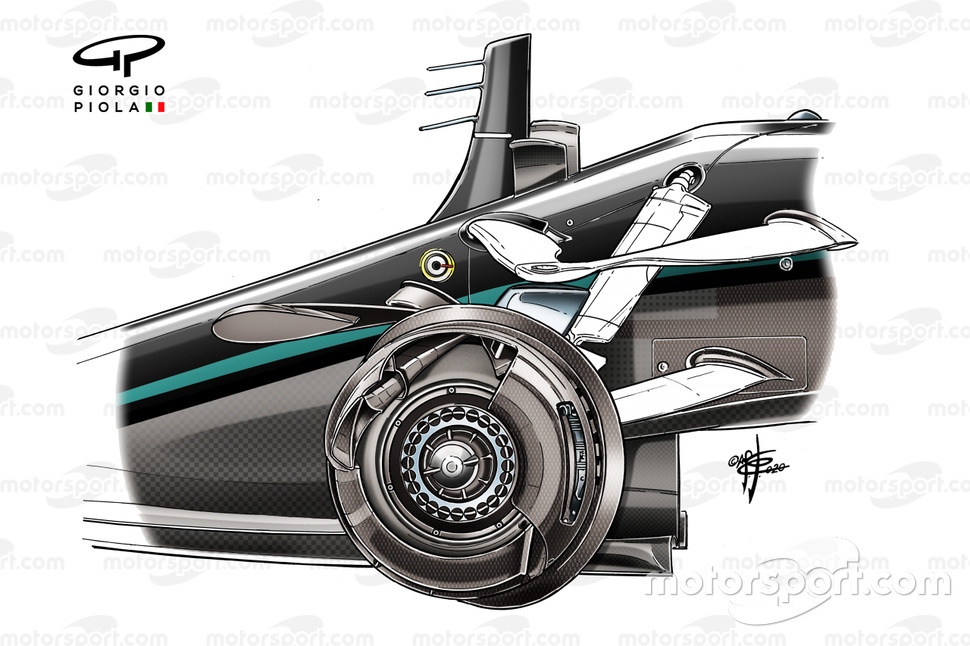 Condotti dei freni anteriore sulla Mercedes AMG F1 W11