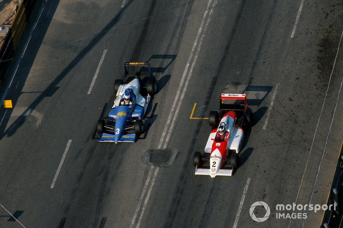 Mika Hakkinen, Ralt RT34-Mugen, devant Michael Schumacher, Reynard 903-Volkswagen
