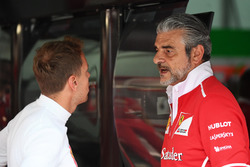 Sebastian Vettel, Ferrari ve Maurizio Arrivabene, Ferrari Takım Patronu