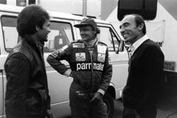 Peter Windsor mit Niki Lauda, McLaren, und Frank Williams, Williams-Teamchef