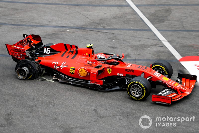 Coche dañado de Charles Leclerc, Ferrari SF90