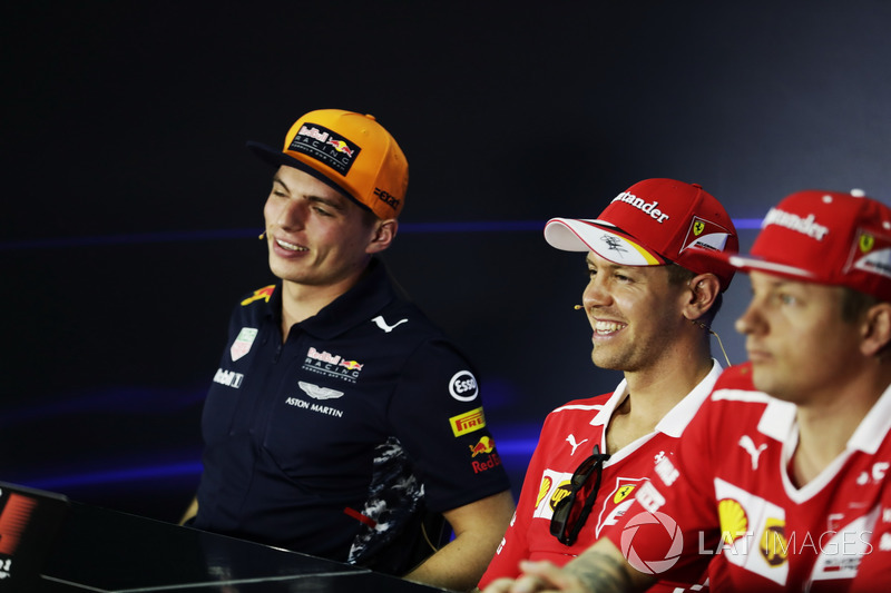 The FIA press conference, Max Verstappen, Red Bull Racing, Sebastian Vettel, Ferrari and Kimi Raikkonen, Ferrari