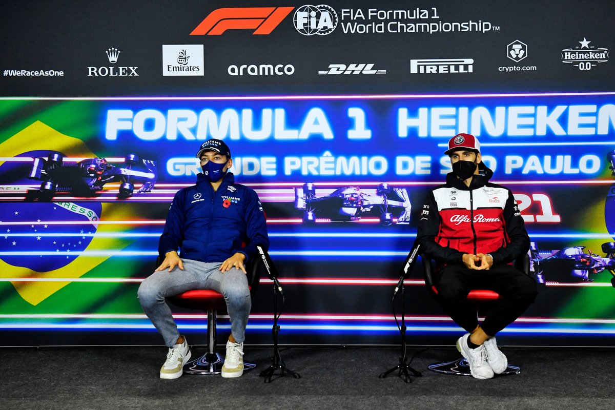 George Russell, Williams Antonio Giovinazzi, Alfa Romeo Racing, Drivers Press Conference
