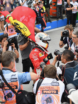 Race winner Sebastian Vettel, Ferrari celebrates in parc ferme