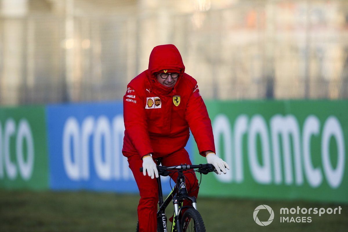 Mattia Binotto, Team Principal Ferrari on a bike