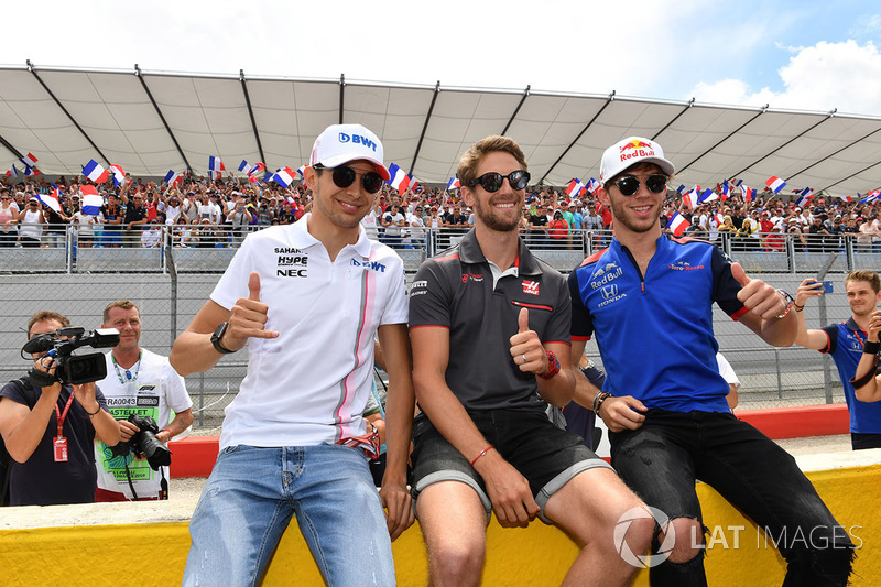 Esteban Ocon, Force India F1, Romain Grosjean, Haas F1 en Pierre Gasly, Scuderia Toro Rosso