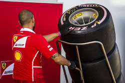 Ferrari mechanic and Pirelli tyres