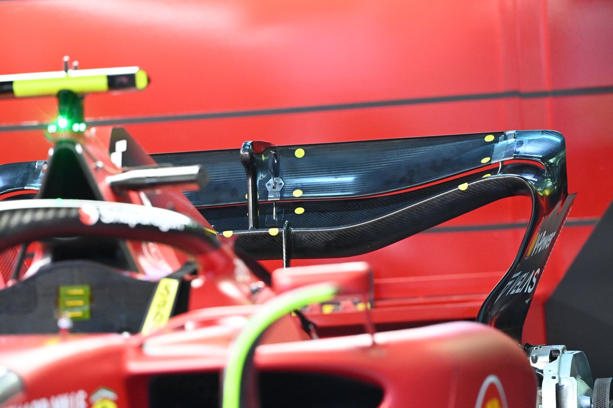 Ferrari F1-75, detalle del alerón trasero de alta carga