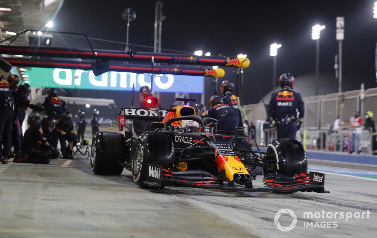 Max Verstappen, Red Bull Racing RB16B, leaves the pits