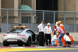 Charlie Whiting, FIA Delegate and Herbie Blash, FIA Delegate inspect the circuit after GP2 qualifyin