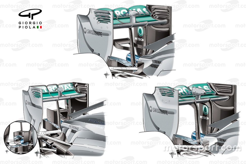 Ala trasera del Mercedes W05.