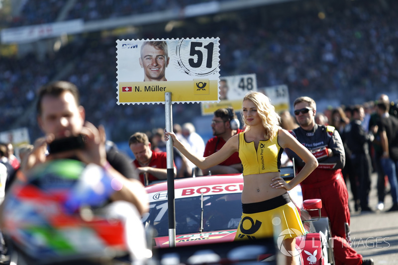 Grid girl of Nico Müller, Audi Sport Team Abt Sportsline, Audi RS 5 DTM
