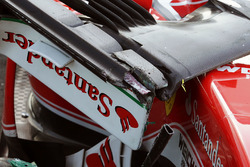 The damaged nosecone of race retiree Sebastian Vettel, Ferrari SF16-H