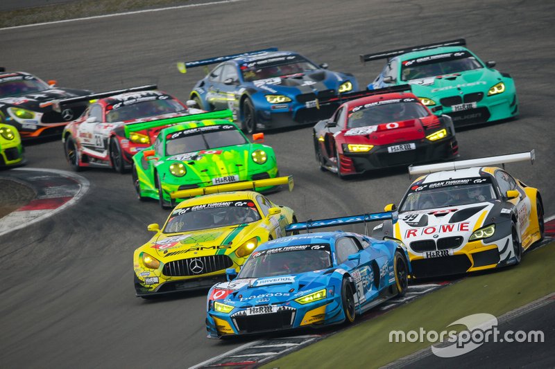 #5 Phoenix Racing Audi R8 LMS: Vincent Kolb, Frank Stippler, #48 MANN-FILTER Team HTP Motorsport Mercedes-AMG GT3: Maximilian Götz, Christian Hohenadel, Raffaele Marciello, #99 ROWE Racing BMW M6 GT3: Nick Catsburg, Marco Wittmann, John Edwards
