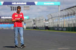 Sebastian Vettel, Ferrari walks the circuit