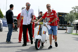 Sebastian Vettel, Ferrari and Vespa Scooter, Ferrari Livery