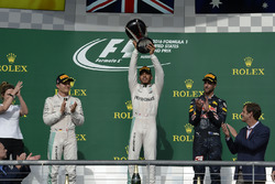 Podium: winnaar Lewis Hamilton, Mercedes AMG F1, tweede Nico Rosberg, Mercedes AMG F1, derde Daniel Ricciardo, Red Bull Racing