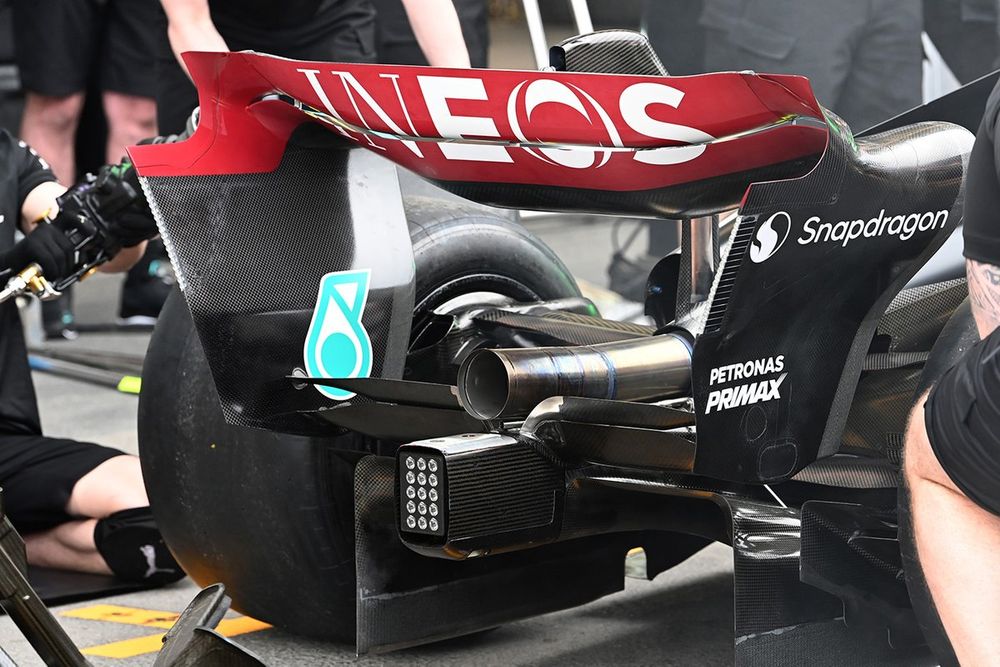 Mercedes W14, detalle trasero.