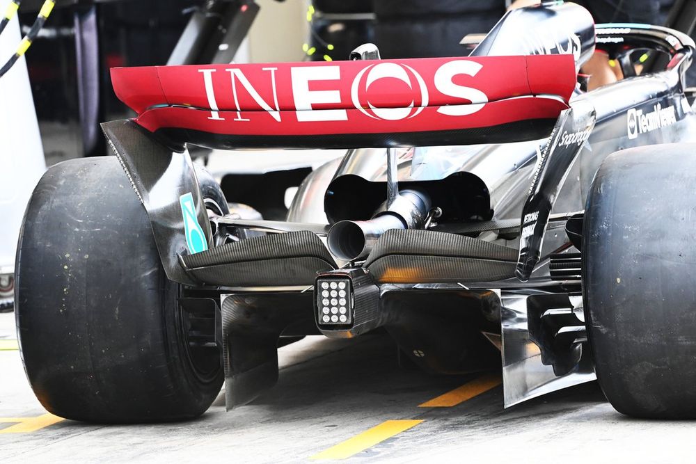 Mercedes W14 detalle del difusor trasero