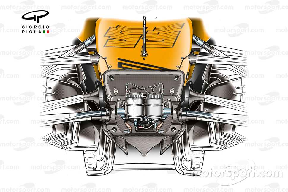 Parte delantera del chasis del McLaren MCL35