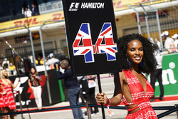 Grid girl for Lewis Hamilton, Mercedes AMG F1