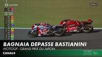 Bastianini tente une attaque sur Bagnaia
