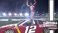 Blaney celebrates with fans at Daytona, gifts checkered flag