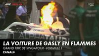 La monoplace de Pierre Gasly prend feu dans les stands