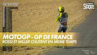 Valentino Rossi et Jack Miller chutent lors des essais libres 3 au Mans