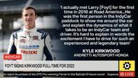 IndyCar: Foyt signs champ Kirkwood full-time for 2022