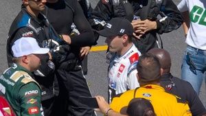 Corey Heim, Layne Riggs share brief exchange on pit road