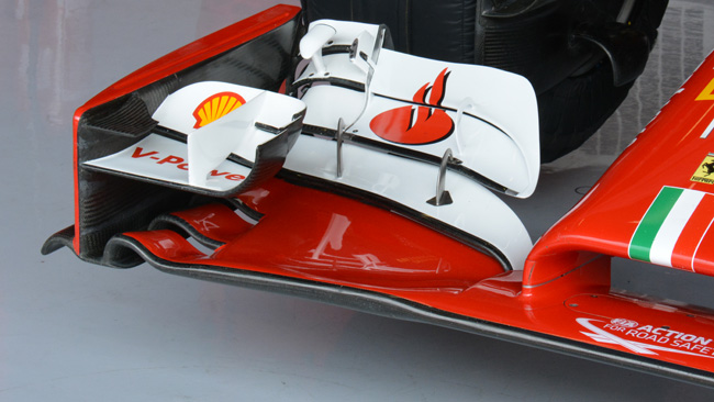 Ferrari: tagliato l'ultimo flap dell'ala anteriore