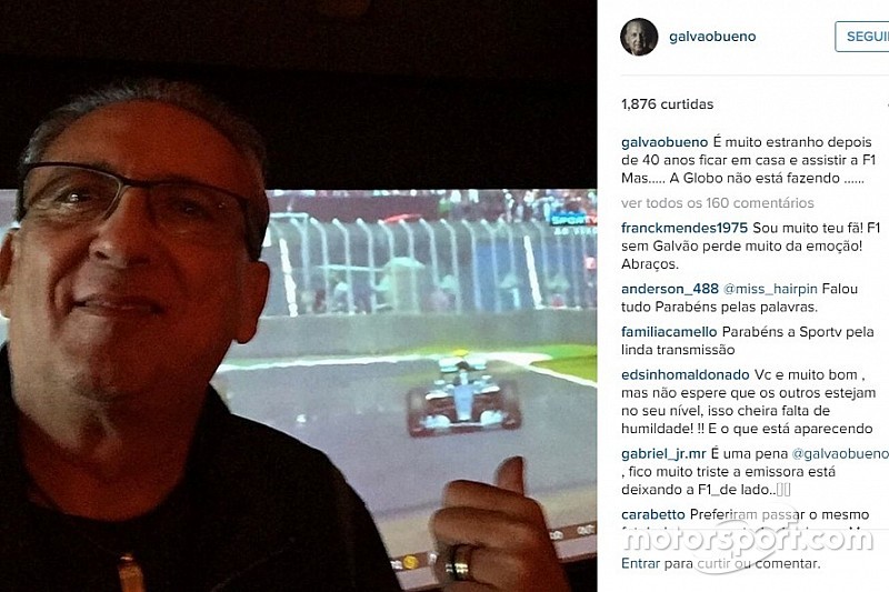 Com GP no SporTV, Galvão tem dia de espectador: “estranho”
