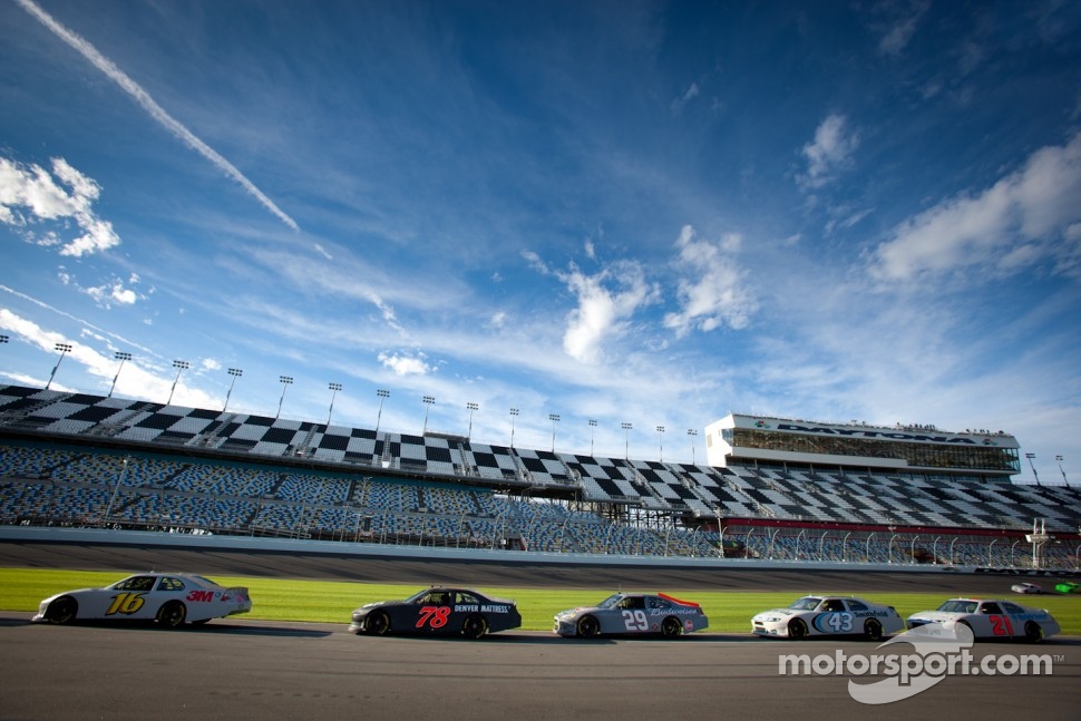 Cars wait to go on track