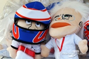 Jenson Button, McLaren and Bernie Ecclestone, CEO Formula One Group, hand puppets on sale