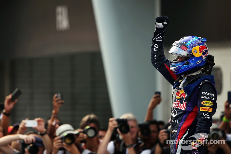Race winner Sebastian Vettel, Red Bull Racing celebrates in parc ferme