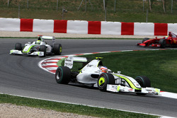Rubens Barrichello, Brawn GP leads Jenson Button, Brawn GP