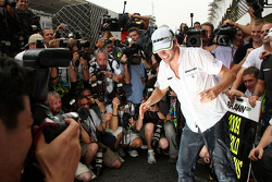 Jenson Button, BrawnGP celebra el campeonato con el equipo BrawnGP