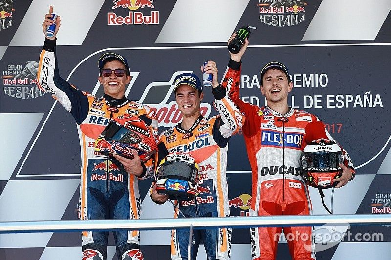 Podium: Ganador, Dani Pedrosa, Repsol Honda Team, segundo, Marc Márquez, Repsol Honda Team, tercero,