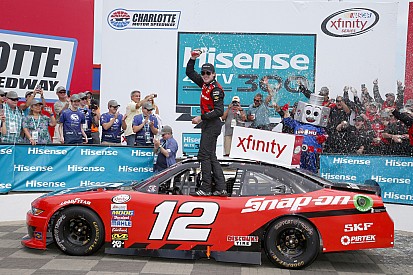 Blaney passes Harvick on final restart to win Xfinity race at Charlotte