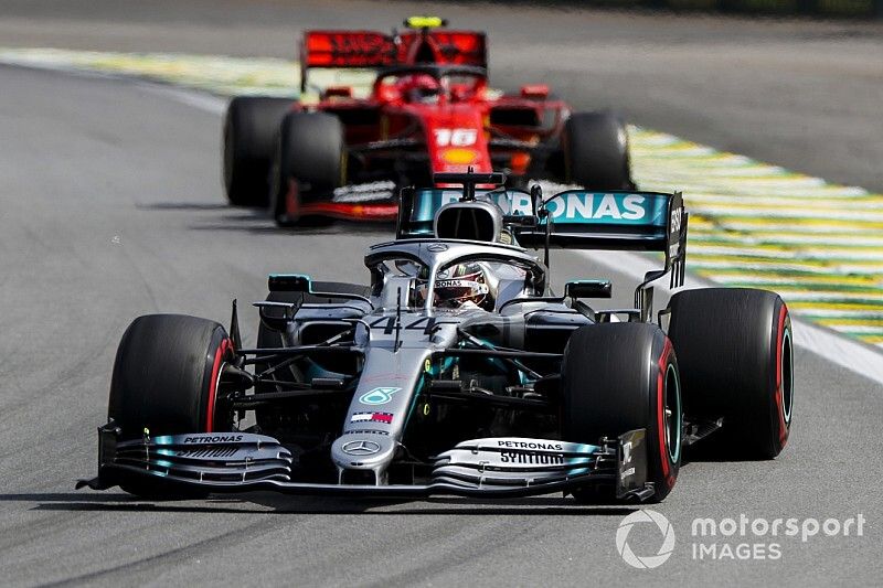 Lewis Hamilton, Mercedes AMG F1 W10 and Charles Leclerc, Ferrari SF90 