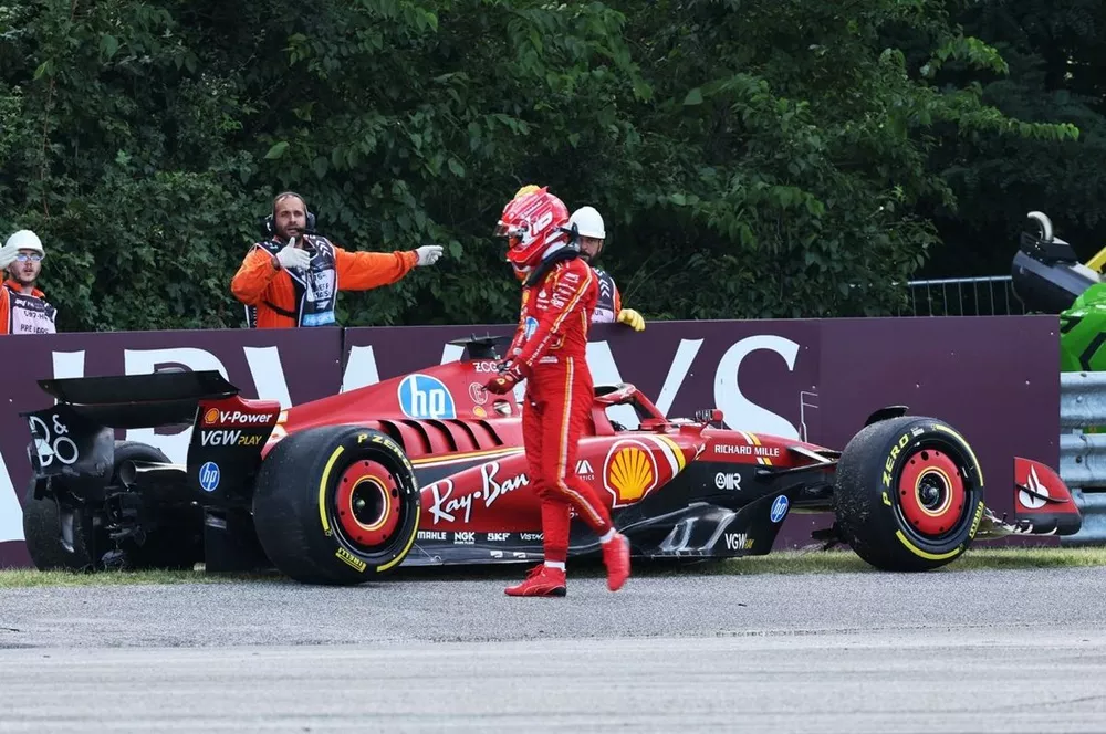 Charles Leclerc, Ferrari SF-24, apr&egrave;s son accident
