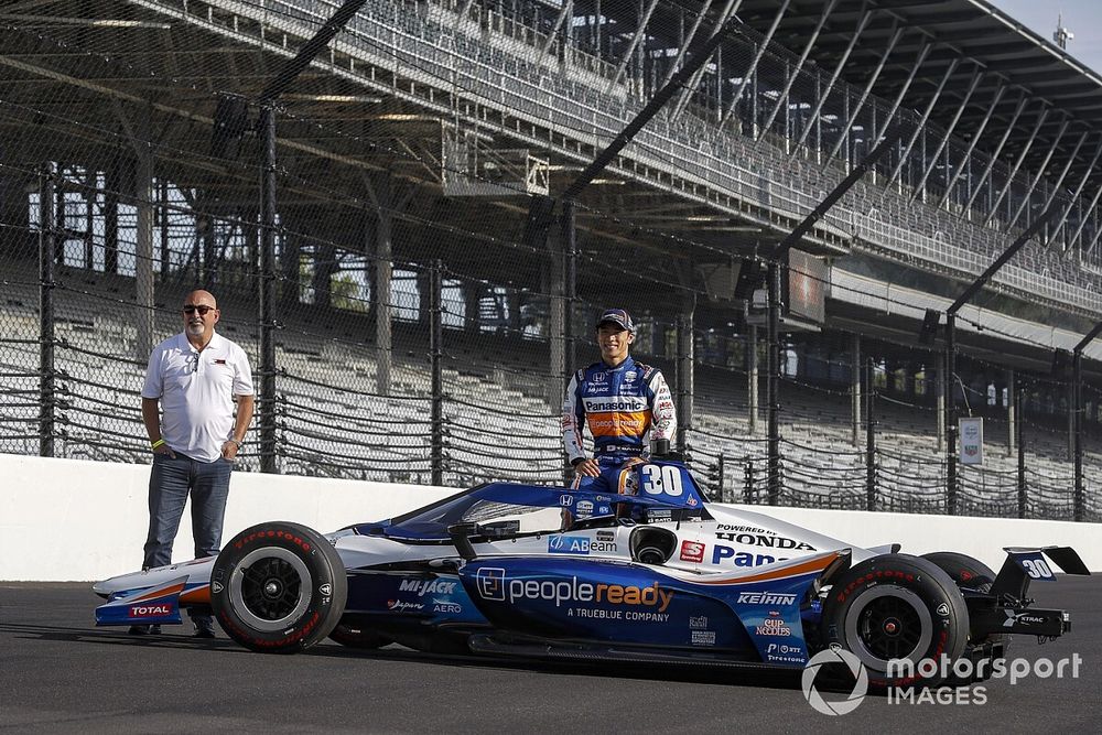 Takuma Sato, Rahal Letterman Lanigan Racing Honda and team owner Bobby Rahal