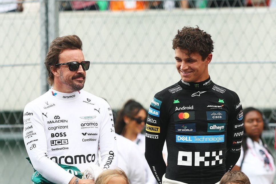 Charles Leclerc, Ferrari, Lando Norris, McLaren, Liam Lawson, Racing Bulls Team, Fernando Alonso, Aston Martin Racing, Gabriel Bortoleto, Sauber